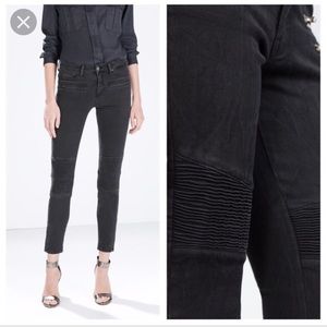 ZARA black biker moto jeans